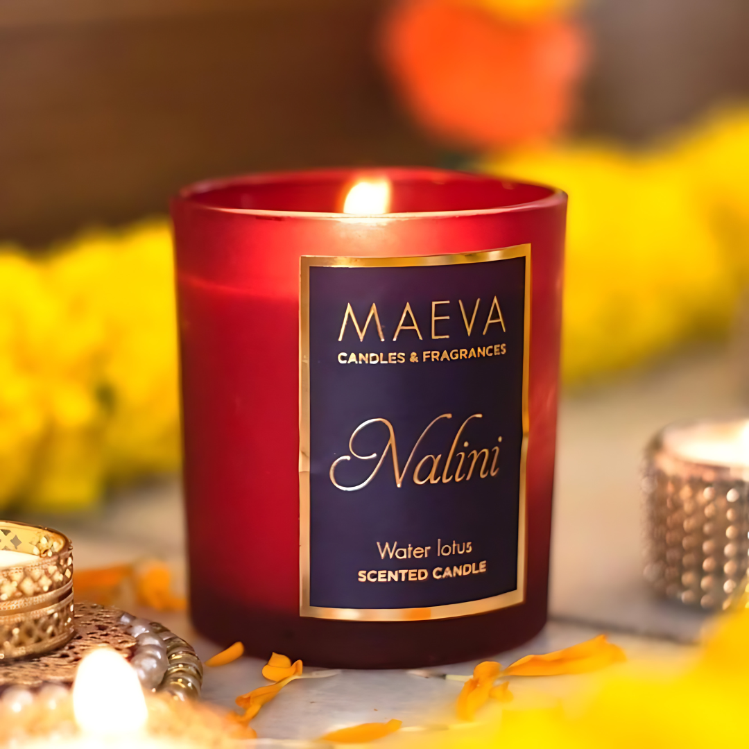 Nalini Frosted Glass Candle | Small Scented Candles for Festive Decor | White Wax Fragrance Candle | Beautiful Candles for Diwali Decoration