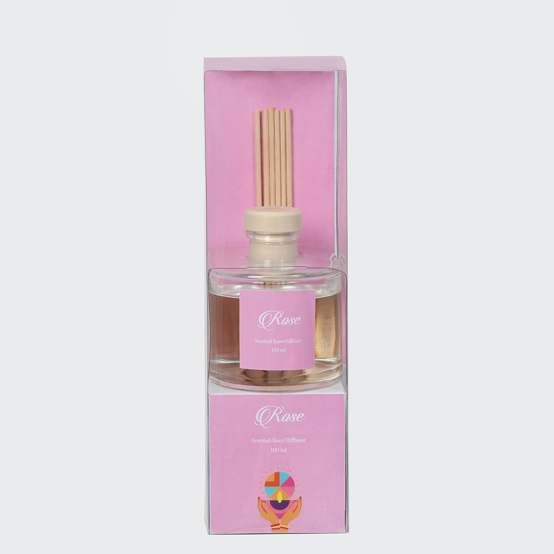 Rose Diffuser | Fragrance Diffusers for Bedroom, Hallways & Kitchen | Rose Reed Diffuser Set for Aromatherapy