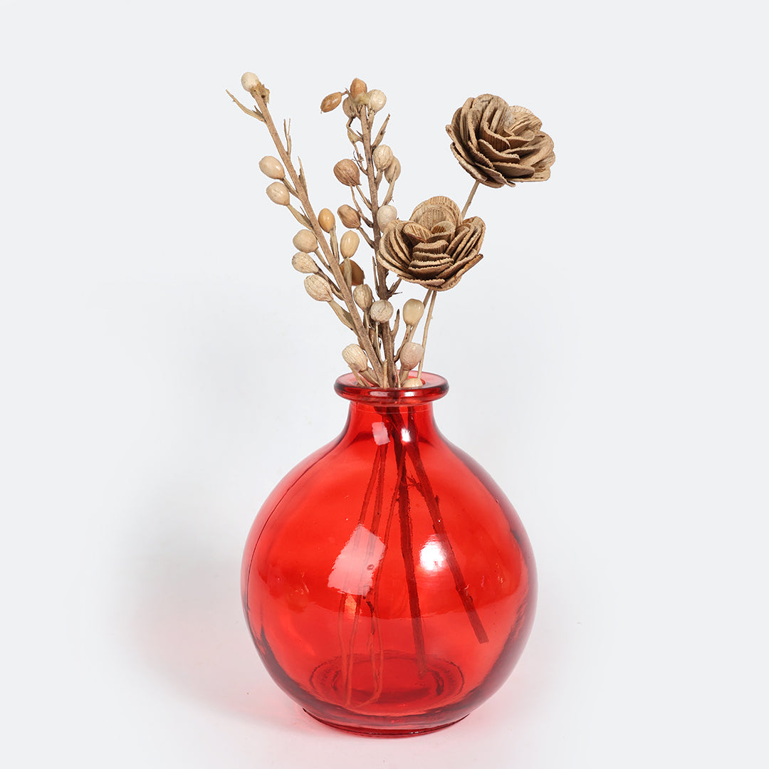 Round Flower Vase-Crimson Blossom