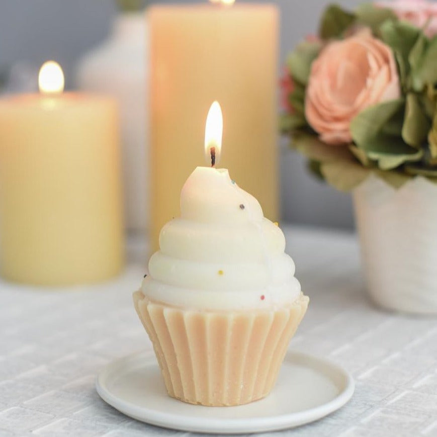 Vanilla Cupcake Candle | Beautiful Candles for Birthday & Home Decor | Vanilla Scented Candle for Birthday Celebration/Cute Candles