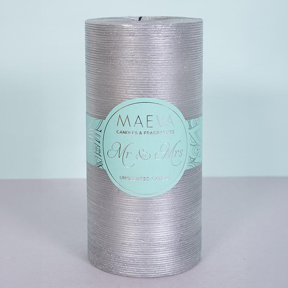 Wedding Flitter Pillar Candle - Silver | Silver Wax Pillar Candles for Wedding Decoration | Wedding Candle