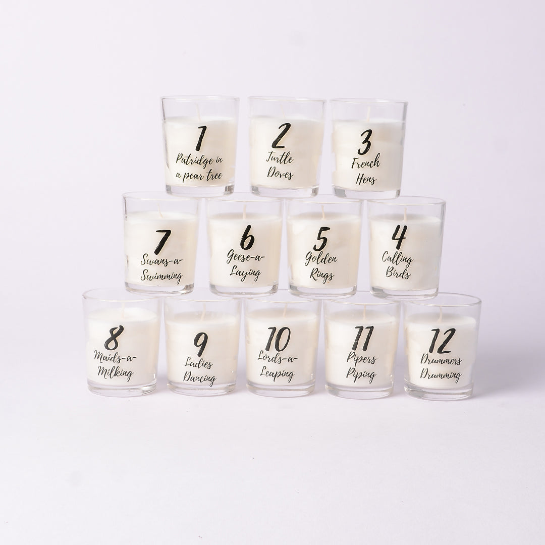 12 Days of X-mas Shot Glass Candles