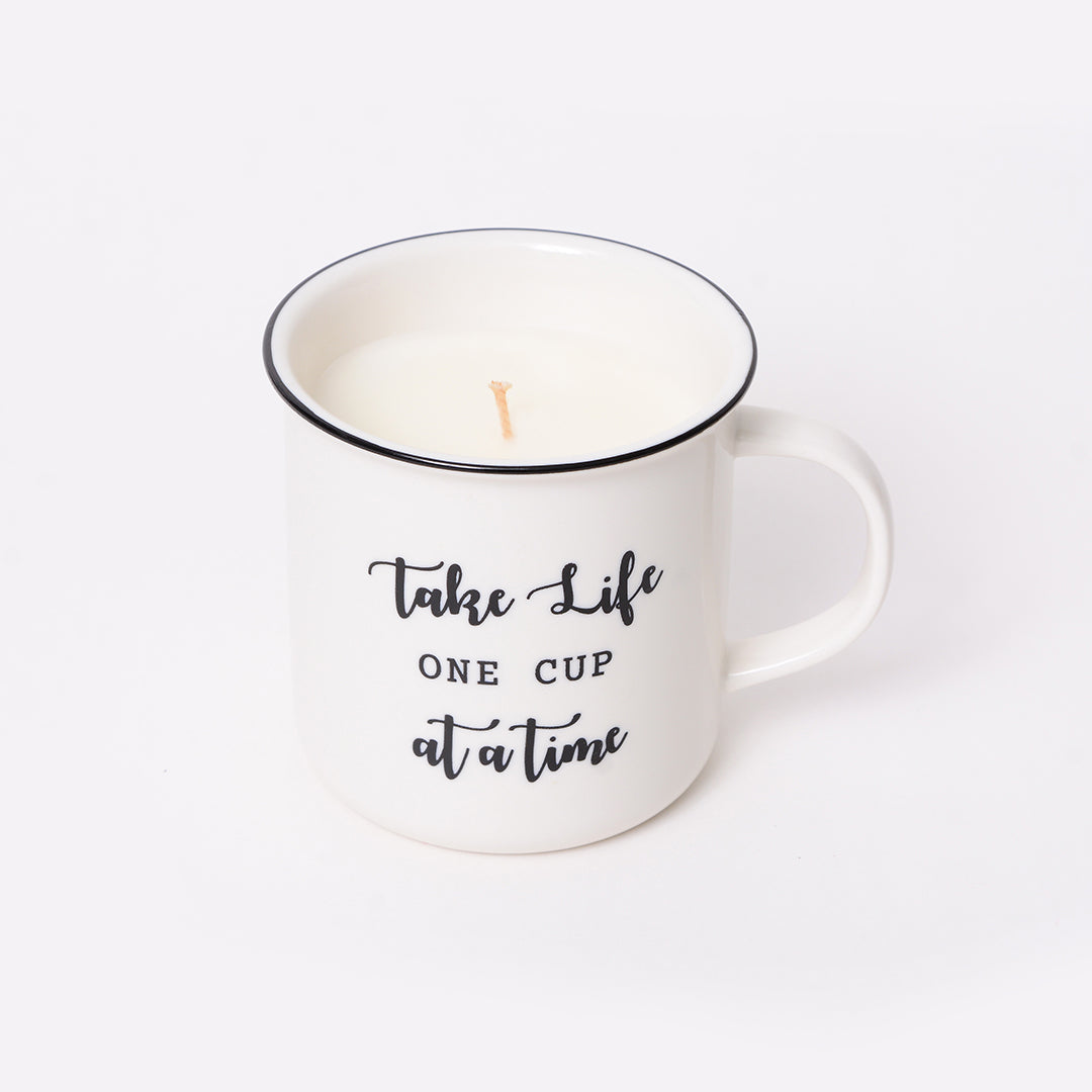 "One Cup at a Time" Mug Candle