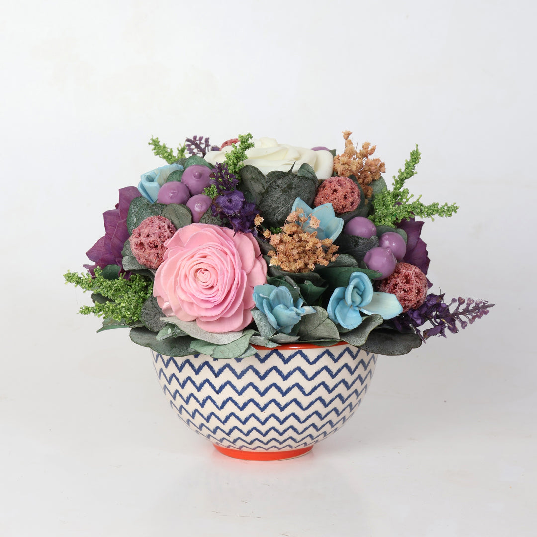 Lavender Bowl Dried Flower Arrangement