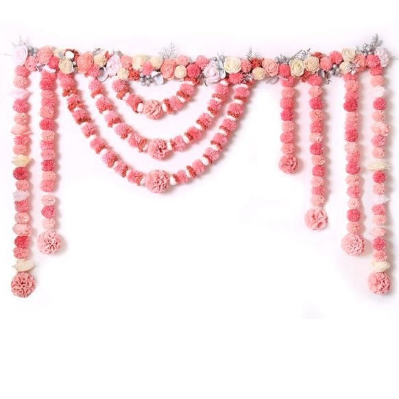 Tisya Toran for Door | Pink Dried Flower Toran for Main Door Hanging