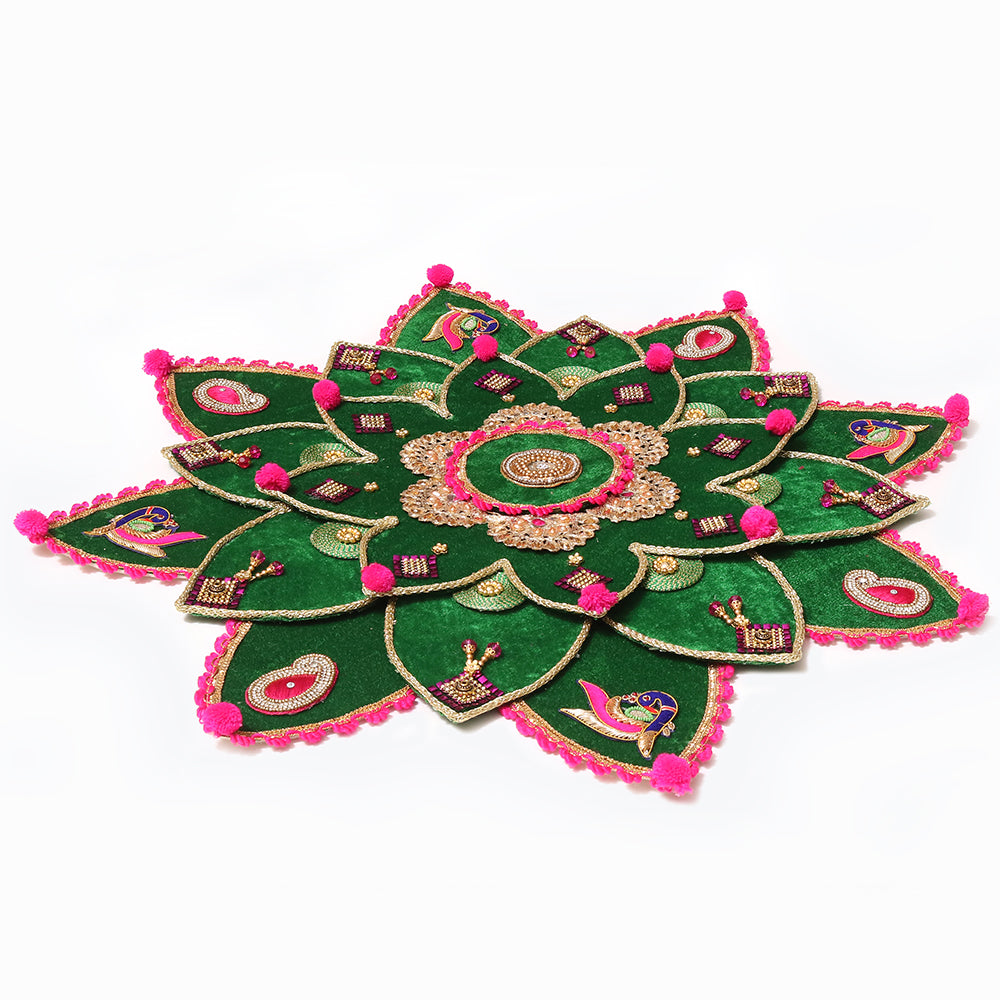 Embellished Green Rangoli Mat