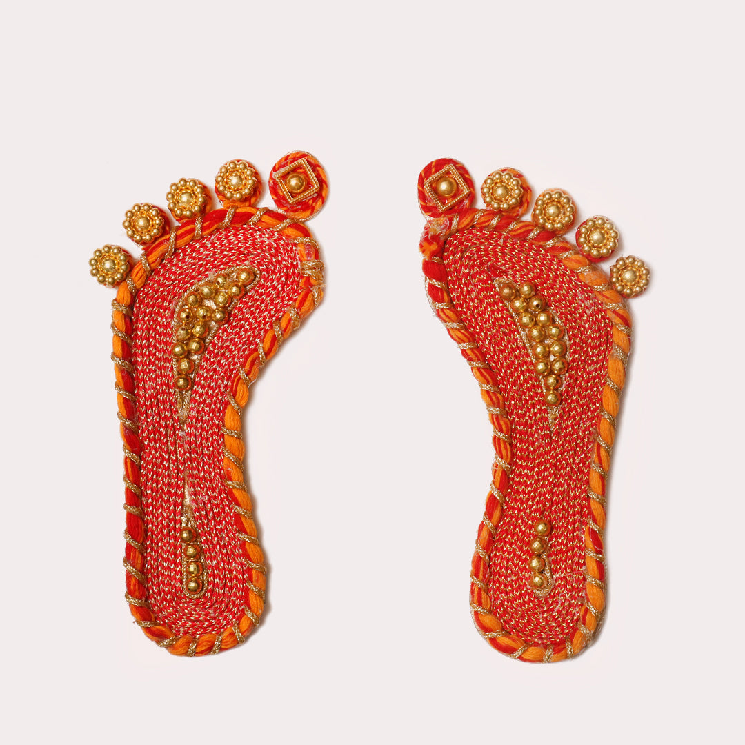 Red Embellished Lakshmi Feet